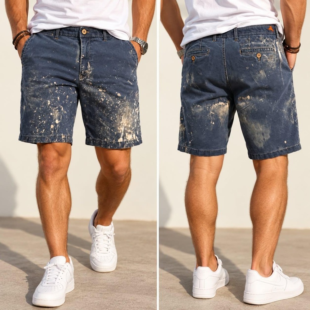 Tommy Bahama Shorts Mens 36 Blue Splatter Flat Front Cotton Blend 10in Inseam